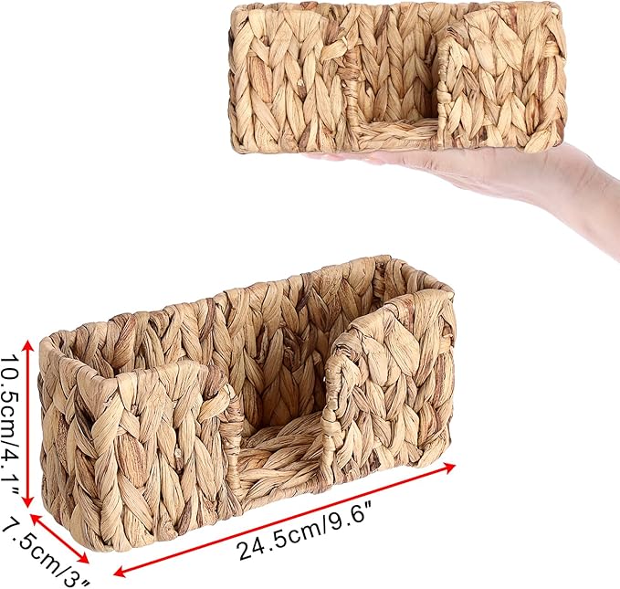 Sumnacon Guest Towel Napkin Holder, Vertical Water Hyacinth Napkin Holders for Table, Counter, Bathroom, Kitchen, Farmhouse Rectangle Napkins Basket Tray for Paper Napkins, Natural Home Office Decor