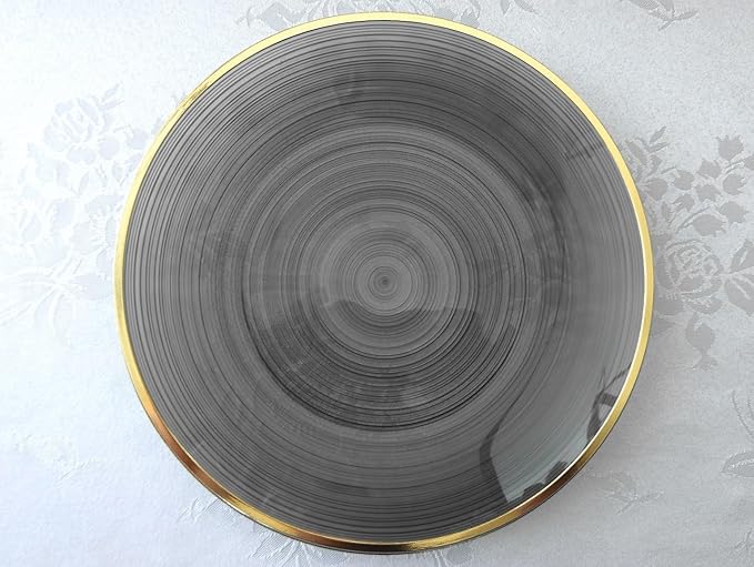 " OCCASIONS " 100 Plates Pack,(50 Guests) Premium Wedding Party Disposable Plastic Plates Set -50 x 10'' Dinner + 50 x 7'' Salad/Dessert (Belize in Black & Gold)