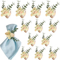 Handmade Floral Napkin Rings, Hydrangea & Eucalyptus Leaf Spring Decoration by Unknown