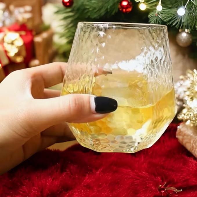 40 Pack Disposable Plastic Wine Glasses 12 oz Diamond Stemless Clear Cups | - Image 8