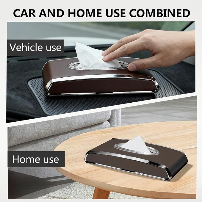 Faux Leather Car Tissue Holder for Interior, Armrest & Back Seat Tissue - Image 6