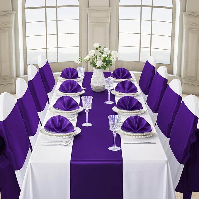 Purple Satin Table Runner, 12x108 Inches, 12 Pack | Premium Satin, Smooth - Image 3