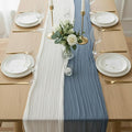 Cheesecloth Table Runner 2 Pack White and Dusty Blue, Boho Gauze Table Runner by Avolander