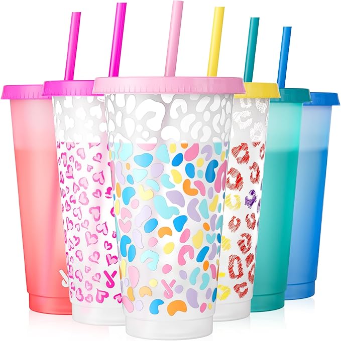Meoky Plastic Cups with Lids and Straws by MEOKY