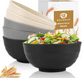 Wheat Straw Bowls Sets of 6, 60oz Large Plastic Bowl Reusable, Unbreakable by BUSOKIP