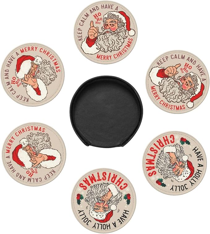 6 Pcs Christmas Santa Claus Drink Coasters by Cayiibe