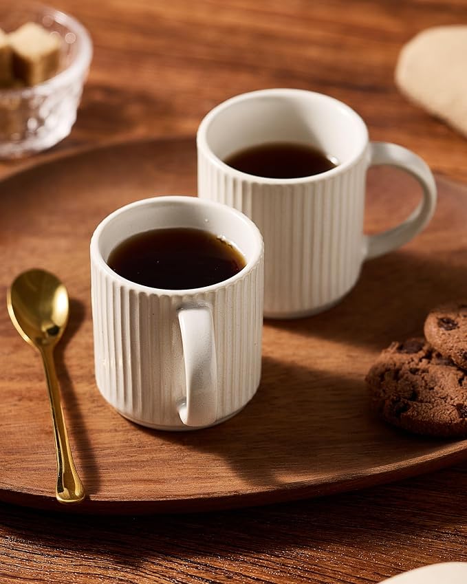 famiware 3oz Espresso Cups and Saucers, Matte White | Ceramic Small Coffee Mug - Image 3