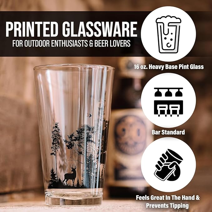 Black Lantern Rustic Bigfoot Pint Glass Set 16oz Beer Glasses for Craft Beer Lovers | Set of 2 Dishwasher-Safe Mixing Glasses