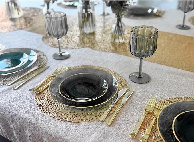 " OCCASIONS " 200pcs set-Wedding Party Disposable Plastic Plate Set -25 x 10'' - Image 5