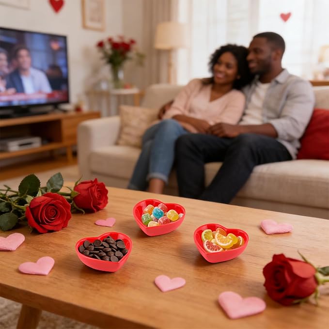 12PCS Heart Shaped Bowl Heart Bowl For Candy Lovers, Office Desk Decor, Home Snack Display, Valentine'S Day, Wedding Celebrations, Birthday Parties,Family Kitchen Use