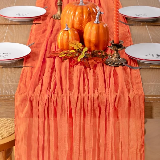 Orange Cheesecloth Table Runner 120 Inches 10 Pack Gauze Table Runner | Summer - Image 6