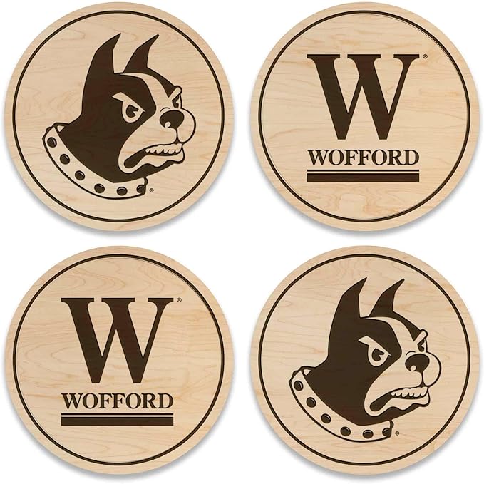 LazerEdge Wofford Terriers Wooden Coaster Set - Maple Wood - Officially Licensed Product - 4-Pack