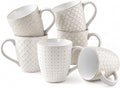DOWAN Coffee Mugs Set of 6, 19 oz Large Mug, Ceramic Embossment Stoneware Tea by DOWAN