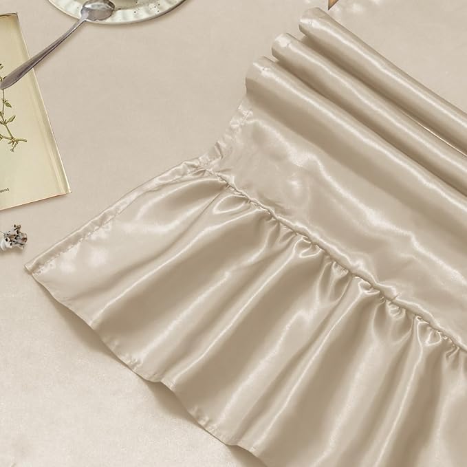 2 Pack Champagne Satin Table Runner 12 x 108 Inch | Ruffle Design, Luxurious - Image 4