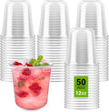 50 Pcs Round Bottom Plastic Cups, 12 oz Disposable Stemless Wine Glasses | by Soelomu