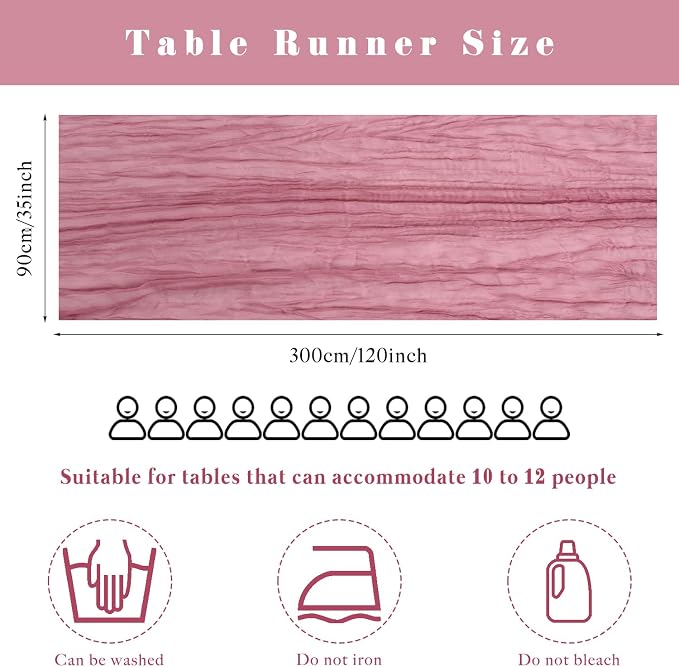 Cheesecloth Table Runner 10FT Dusty Rose Runner - Image 3