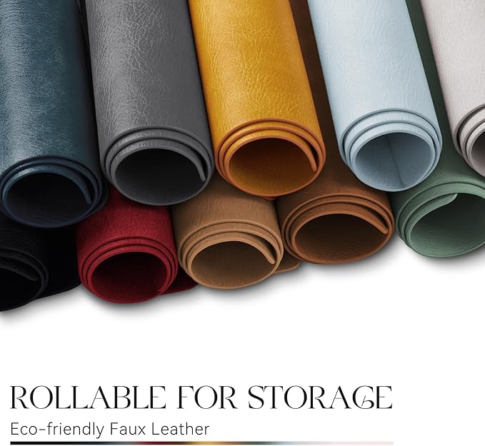 MOSAYT Vinyl Placemats Set of 12-12 X 17 Inch - Faux Leather 100% Waterproof Oil-Proof Wipeable PU Place Mats, Heat Resistant Reversible Table Mats for Kitchen, Dining, Outdoor (Navy Blue)