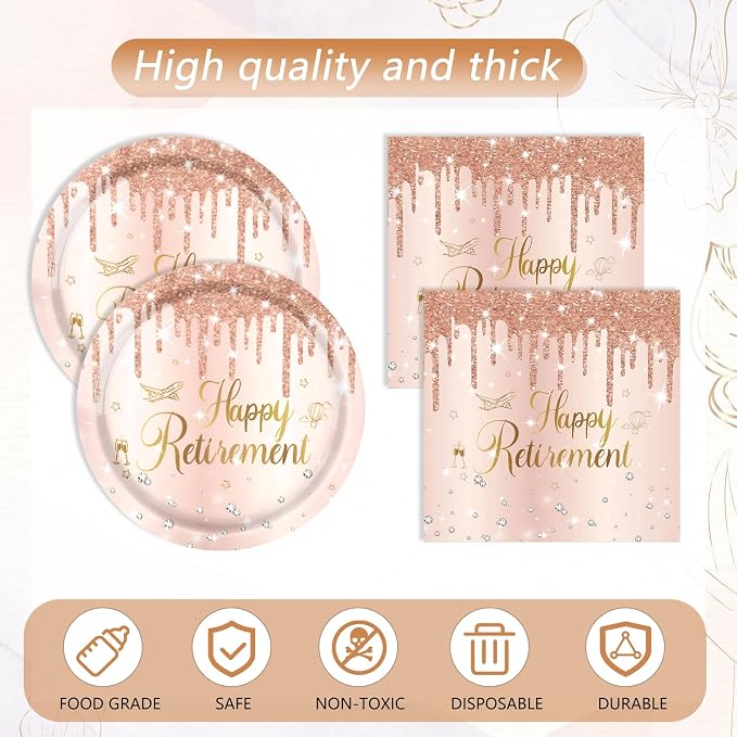 41Pcs Rose Gold Retirement Party Decorations Happy Retired Party Supplies - Image 4