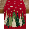 Christmas Table Runner 13x72 Inch, Snowflakes Trees Winter Decor | Holiday by GEEORY