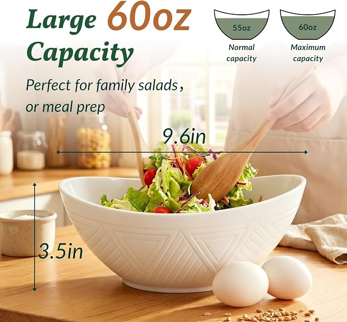 Wheat Straw Bowls, Large Salad Bowls Set of 6, 60 OZ Large Capacity Serving Bowl - Image 2