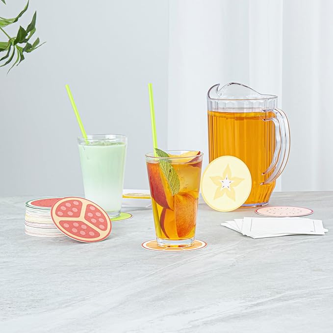 Restaurantware Drink Coasters 480 Count 3.5 Inch Paper Moisture-Absorbing Bar Coasters Assorted Decorative Table Coasters for Tabletop Protection Assorted Colors