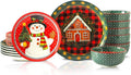 HASENSE 18 Pieces Dinnerware Sets Service for 6, Christmas Plates and Bowls Set, Ceramic Chip Resistant Tableware Dishes Set, Scratch Resistant Microwave and Dishwasher Safe, Multicolor