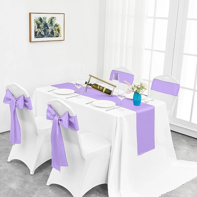 10-Pack Lavender Satin Table Runner 12 x 108 Inch Long Bright and Smooth Silk - Image 5