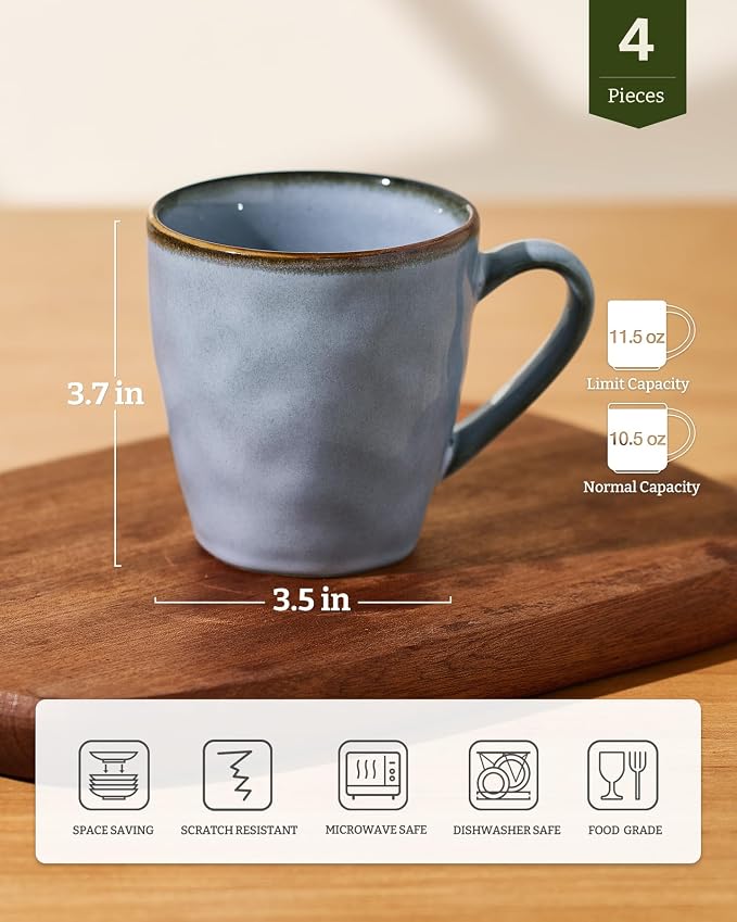 famiware Coffee Mugs Set of 4, Ocean Round 11.5oz Coffee Cup Set - Image 4