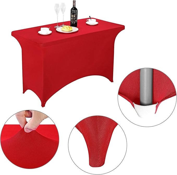 LZY Spandex Fitted Stretch Table Cover for 4ft or 6ft or 8ft Folding Table, Rectangular Cocktail Tablecloth, Perfect for Party or Banquet