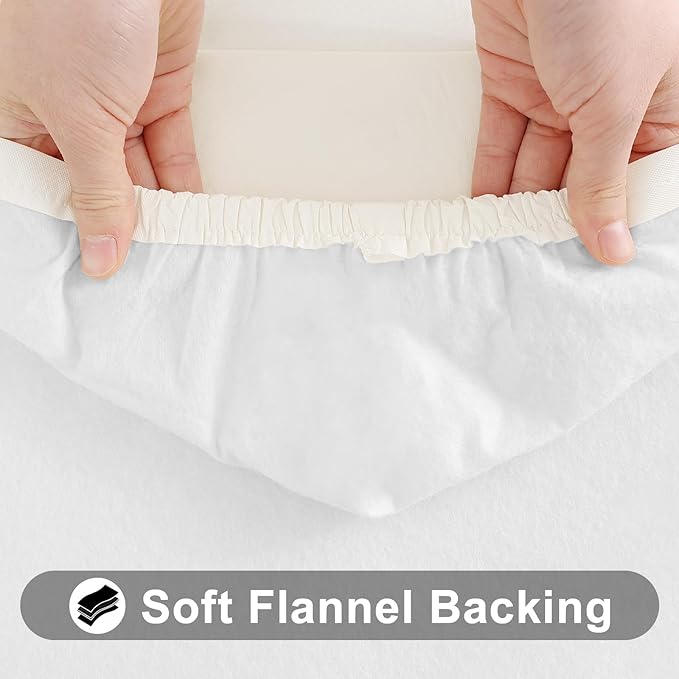 Smiry Rectangle Tablecloth, Elastic Fitted Flannel Backed Vinyl Tablecloths for 4ft Folding Tables, Waterproof Wipeable Table Covers for Indoor, Outdoor, Picnic and Camping (Beige, 24"x48")