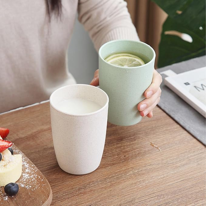 Wheat Straw Cups Set of 4, Unbreakable Drinking Cup | 12 Oz Reusable Cups - Image 6