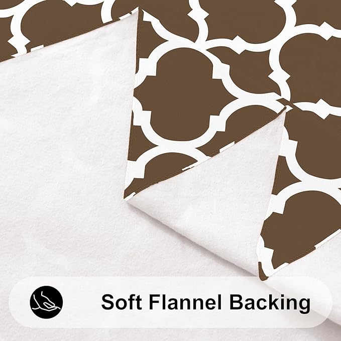Smiry Rectangle Table Cloth, Waterproof Vinyl Tablecloth with Flannel Backing for Rectangle Tables, Wipeable Spillproof Plastic Tablecloths for Dining, Camping, Indoor and Outdoor (60"x120", Brown)