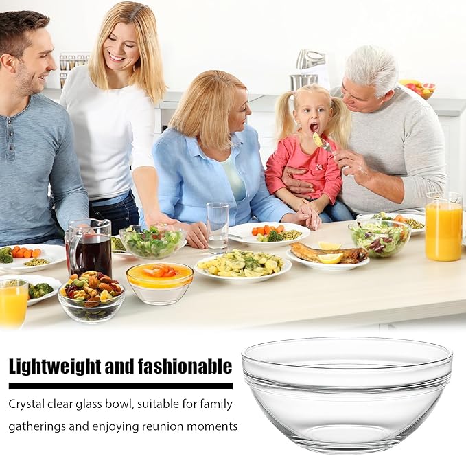 Small Glass Bowls, 12 Pcs Glass Mixing Bowls Stackable Ingredient Dish For Spices Dipping Sauces Ice Cream Toppings Dessert Snack Candy Nuts (4.92 Inch,5Oz)