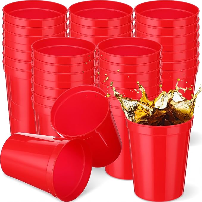 Yungyan 12 Pack Red Stadium Cups Reusable Plastic Cups Blank Drink Stadium by Yungyan