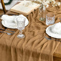 Artoid Mode Boho Cheesecloth Gauze Mustard Yellow Wedding Table Runner by ArtoidMode