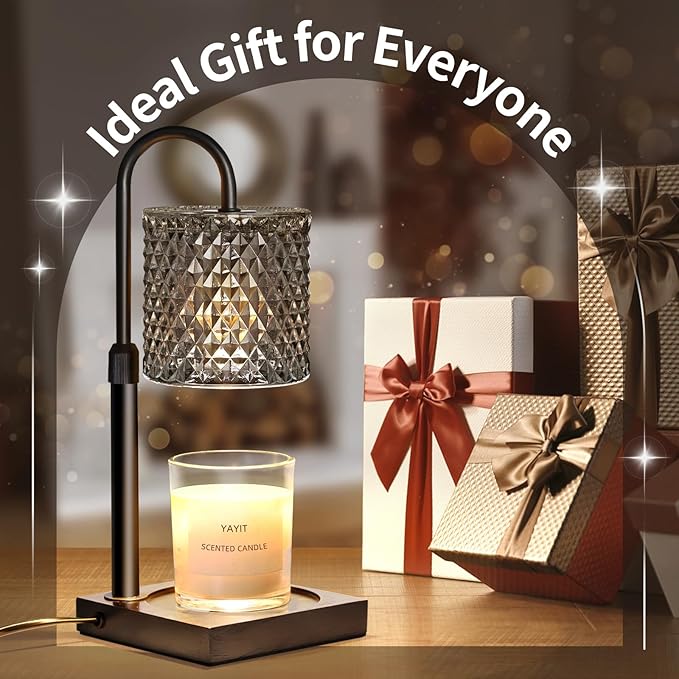 Candle Warmer Lamp with Timer Dimmer Adjustable Height, Candle Warmer with 2 Bulbs for Jar Candles, Home Decor, for Women Birthday