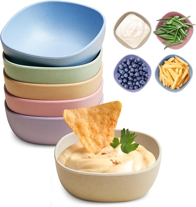 Hlukana 6 Pack Wheat Straw Soy Sauce Dishes, 4.5 OZ Small Dessert Bowls by Hlukana