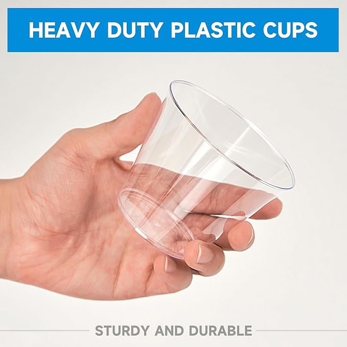 RACETOP 9 oz 50 packs Clear Disposable Plastic Cups, Durable Plastic Cups - Image 3