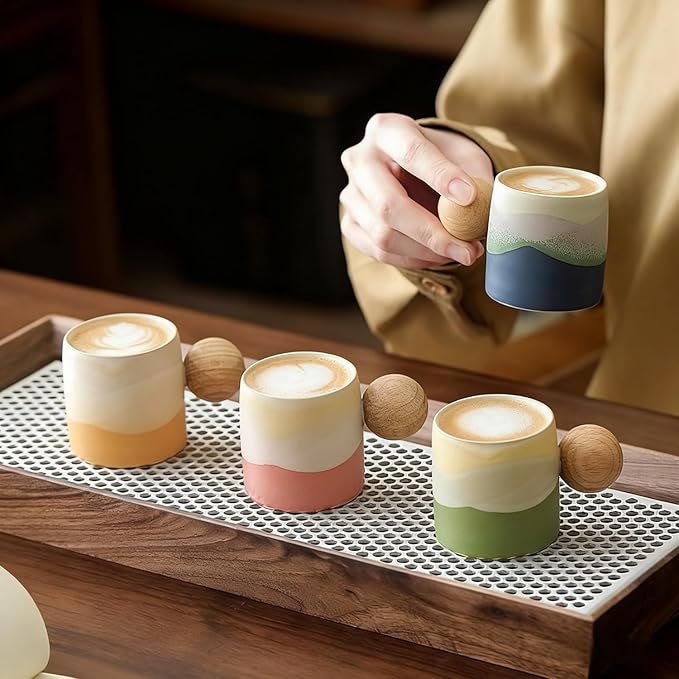 2.4oz Ceramic Espresso Cups Set of 4, Small Coffee Cups - Image 2