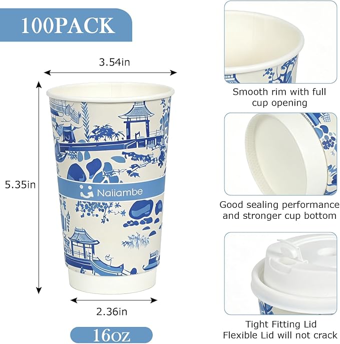 Disposable paper coffee cups | Hot & Cold Beverage, Thickened Leak-Proof - Image 2