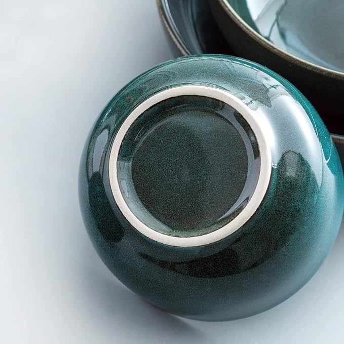 UNICASA Ceramic Small Bowls Set of 4, Porcelain Reactive Glaze Rice & Dessert Bowls, 8 OZ Each - Dishwasher & Microwave Safe (Teal)