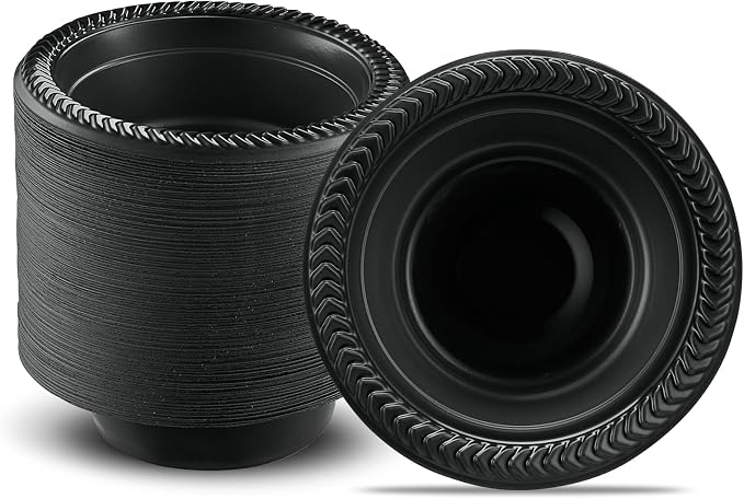 PLASTICPRO 400 PCS Black Plastic Bowls Light Weight 5 oz Small Plastic Soup by PLASTICPRO
