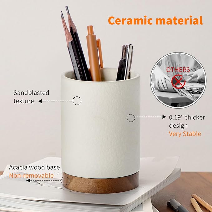 Ceramic Pen Holder for Desk, Pencil Cup, | Organizer and Makeup Brush Holder - Image 5