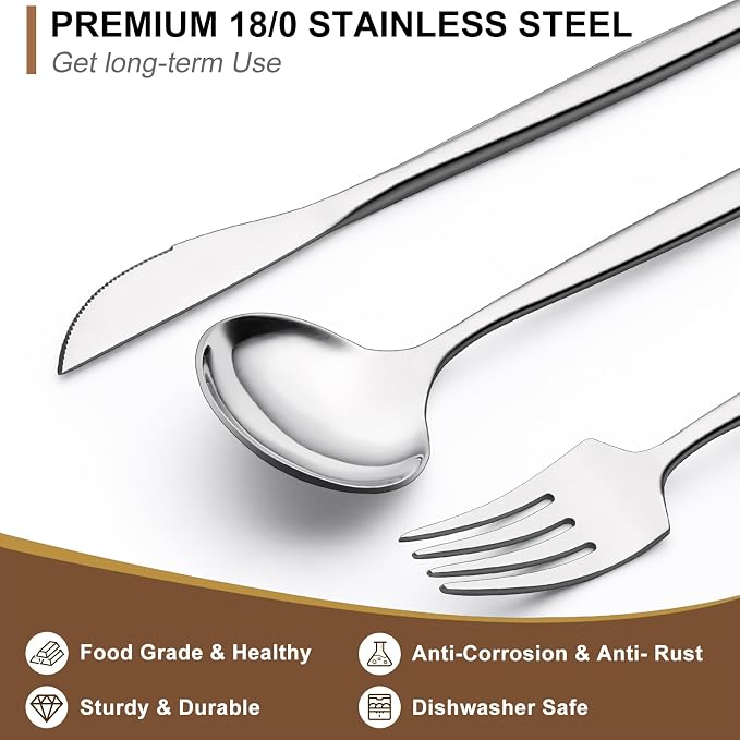 Silverware Set 20 Piece, Wildone Stainless Steel Flatware Set Service - Image 3
