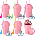 6 Set Slushie Cups with Dome Lids and Straws Detachable Spoon Straws Reusable by Unknown
