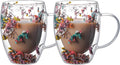 NBHUZEHUA Double Wall Coffee Mugs Set of 2 Insulated Glass Cup Set Newly Wed by NBHUZEHUA