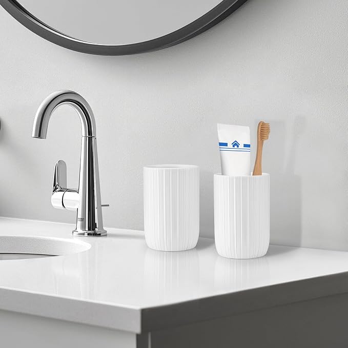 Bathroom Tumbler Cup Ceramic 2Pcs 12.6oz Reusable Toothbrush Cup 375ml - Image 4