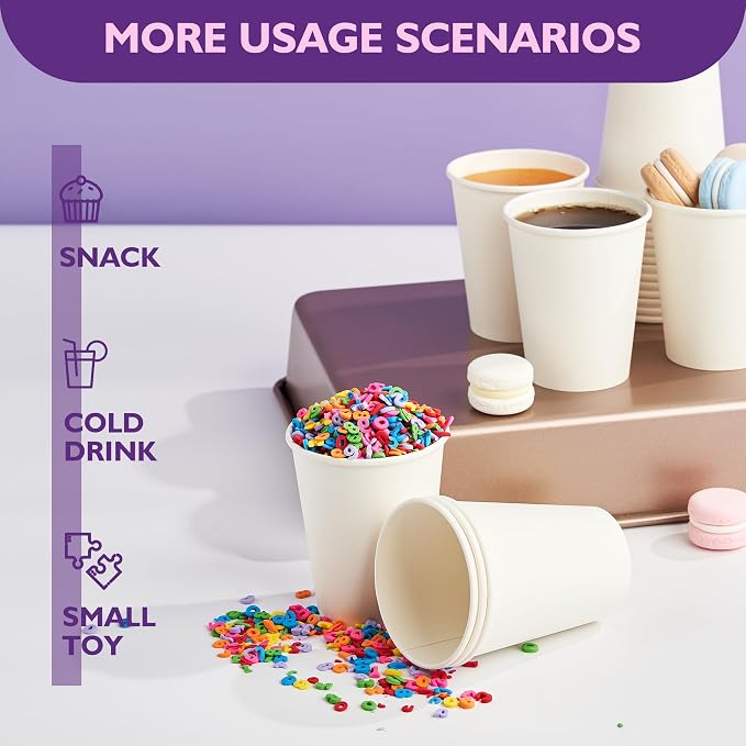 8 oz White Paper Coffee Cups, Disposable Hot Cups - Image 7