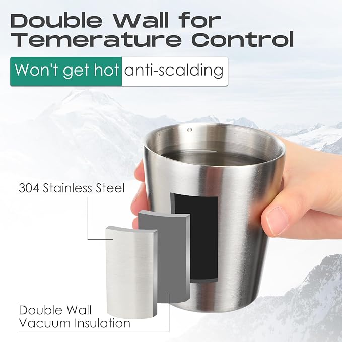 Mimorou 8 Pack Stainless Steel Insulated Cup 8.8 oz Metal Tumbler Double Wall - Image 3