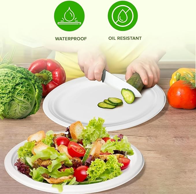 Oval Plates Disposable (125, Large) Eco-Friendly Sugarcane – Biodegradable, Compostable, Sturdy, BPA-Free, Microwave & Freezer Safe – Perfect for Parties, Weddings, Picnics & Everyday Use